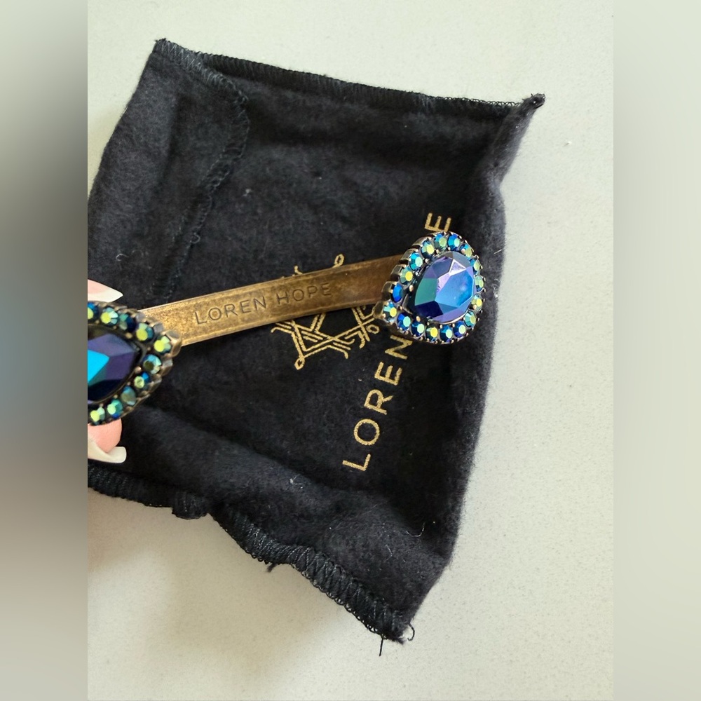 Loren Hope iridescent Gold and Blue Teardrop Bracelet cuff NWOT - Picture 4 of 6
